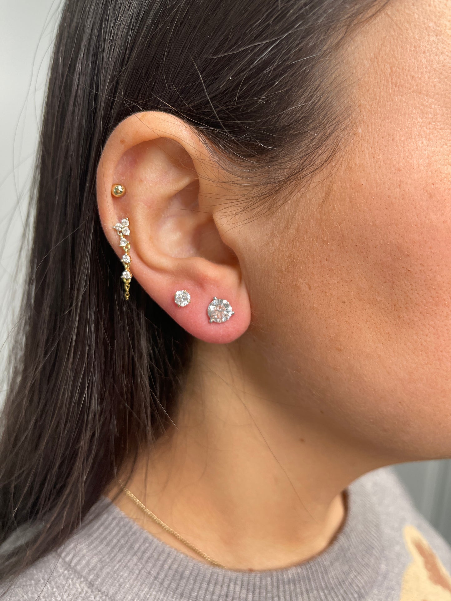 Martini Setting Lab Diamond Studs