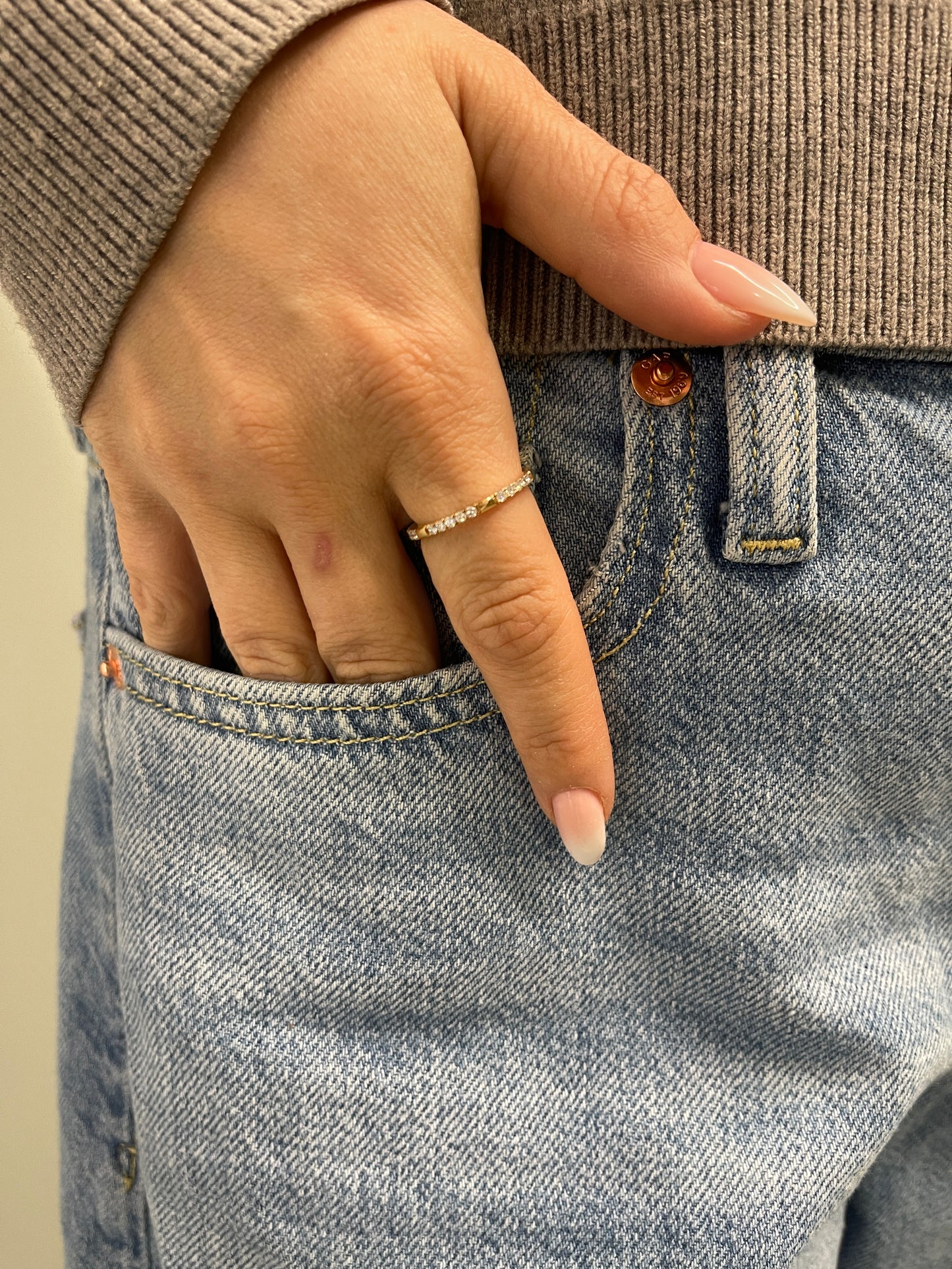 Stackable 14kt lab diamond ring