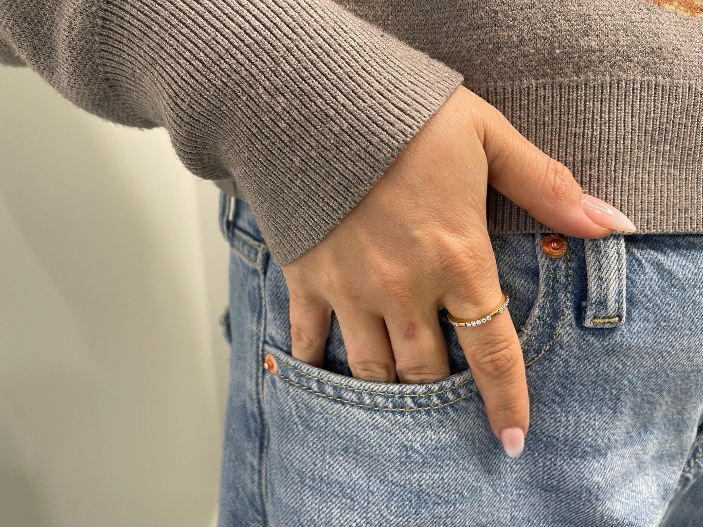 Stackable 14kt lab diamond ring