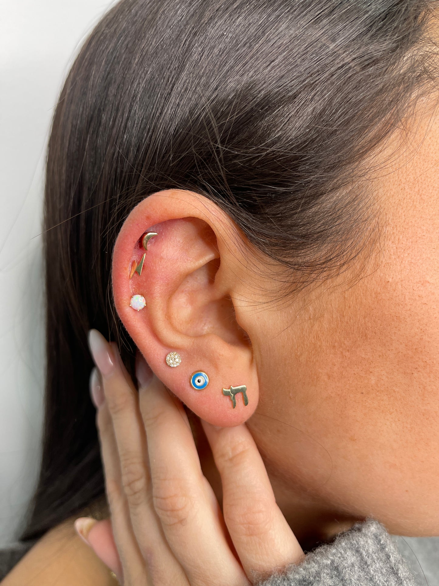 Gold genuine opal studs