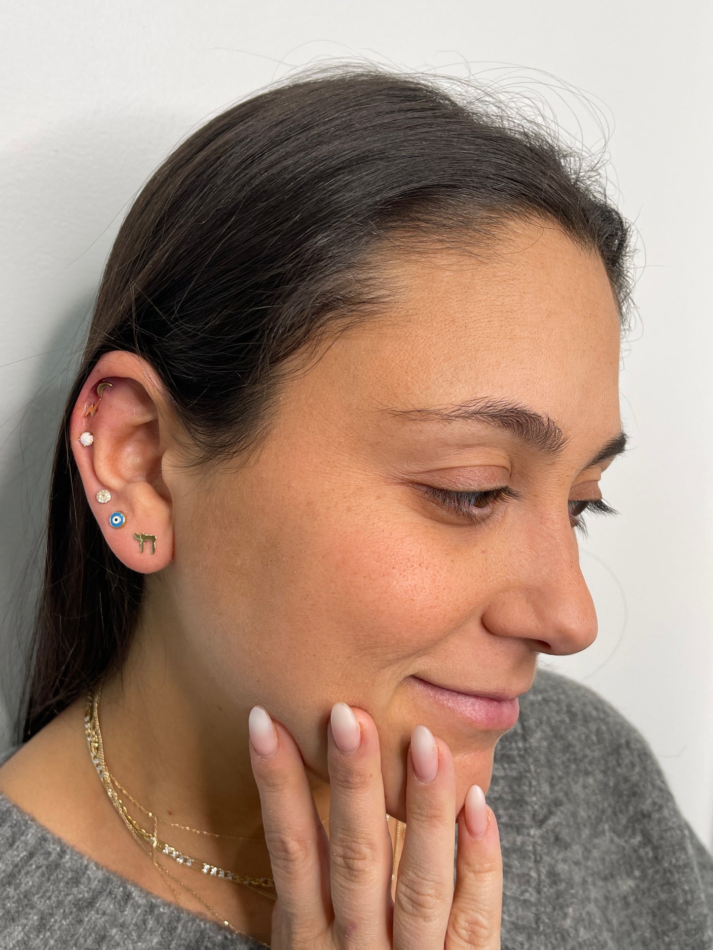 Gold genuine opal studs