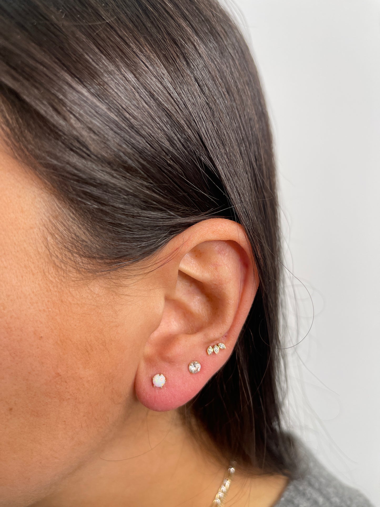 Gold genuine opal studs