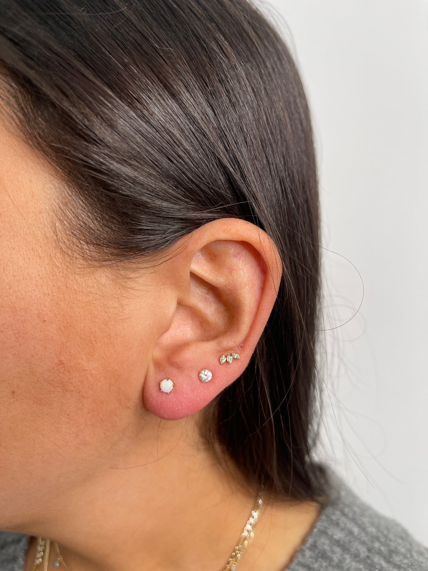 Gold genuine opal studs