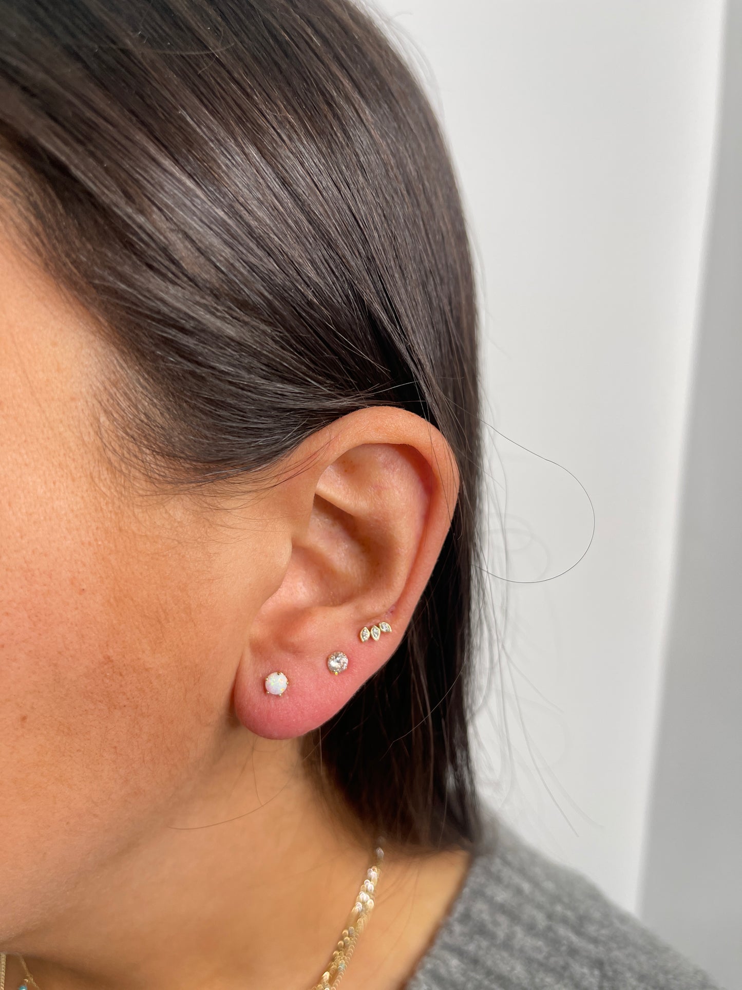 Gold genuine opal studs