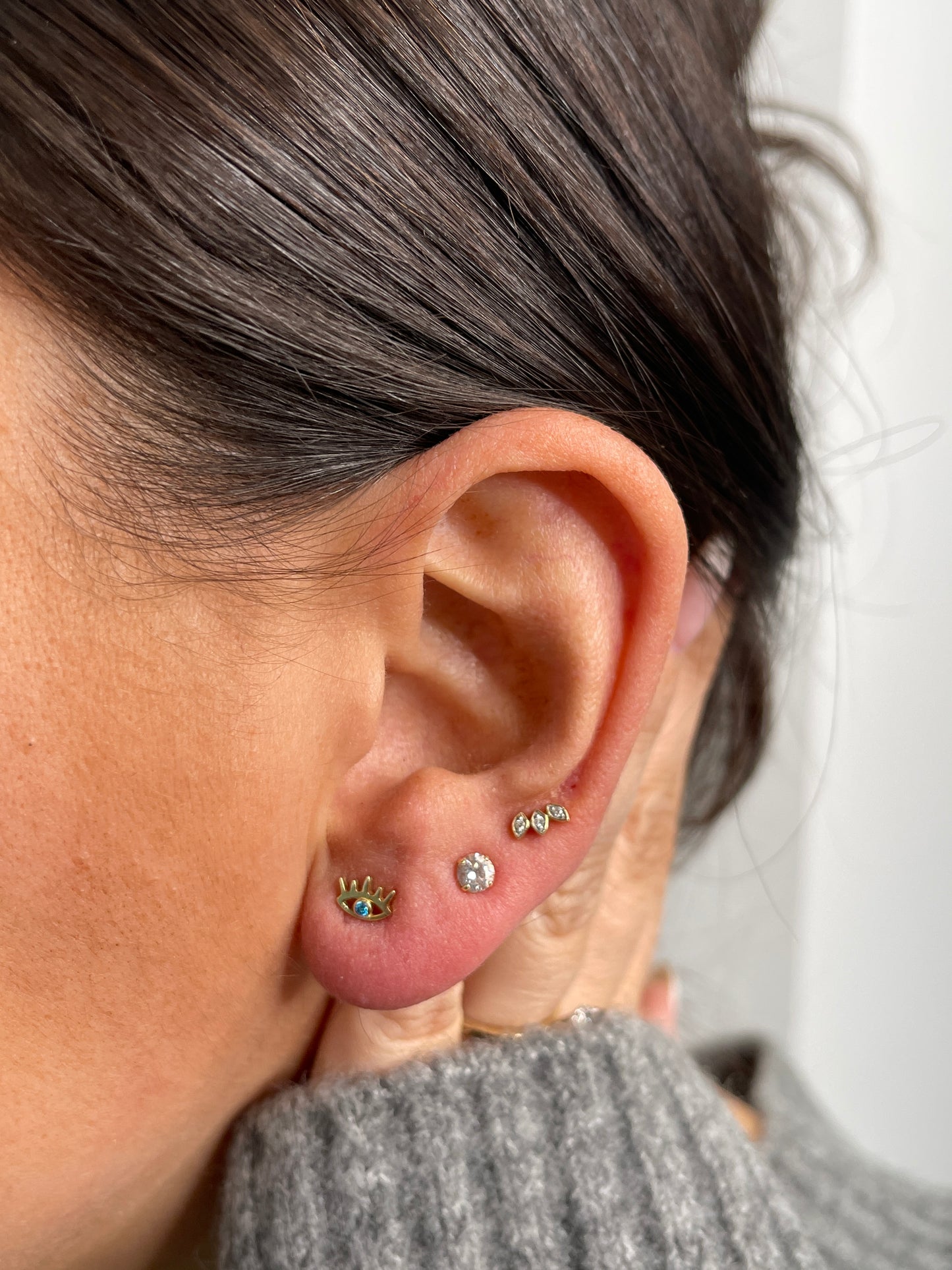 Gold Blue Gemstone Evil Eye Studs
