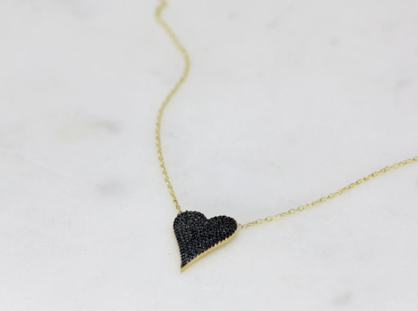 Black Diamond Heart Necklace