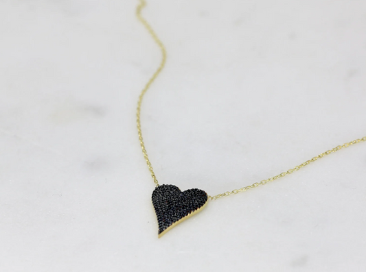 Black Diamond Heart Necklace