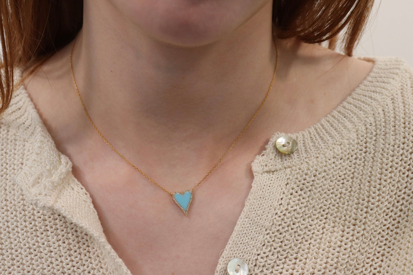 Blue Diamond Heart Necklace