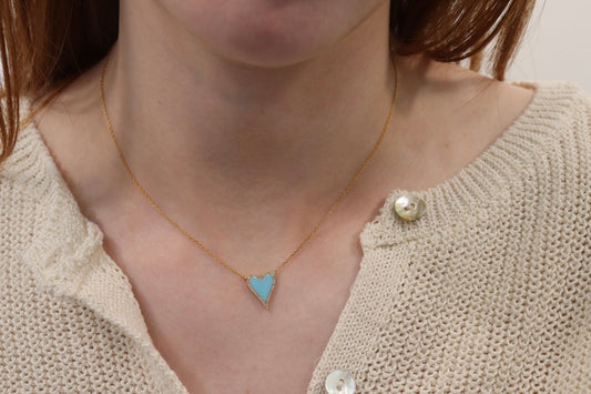 Blue Diamond Heart Necklace