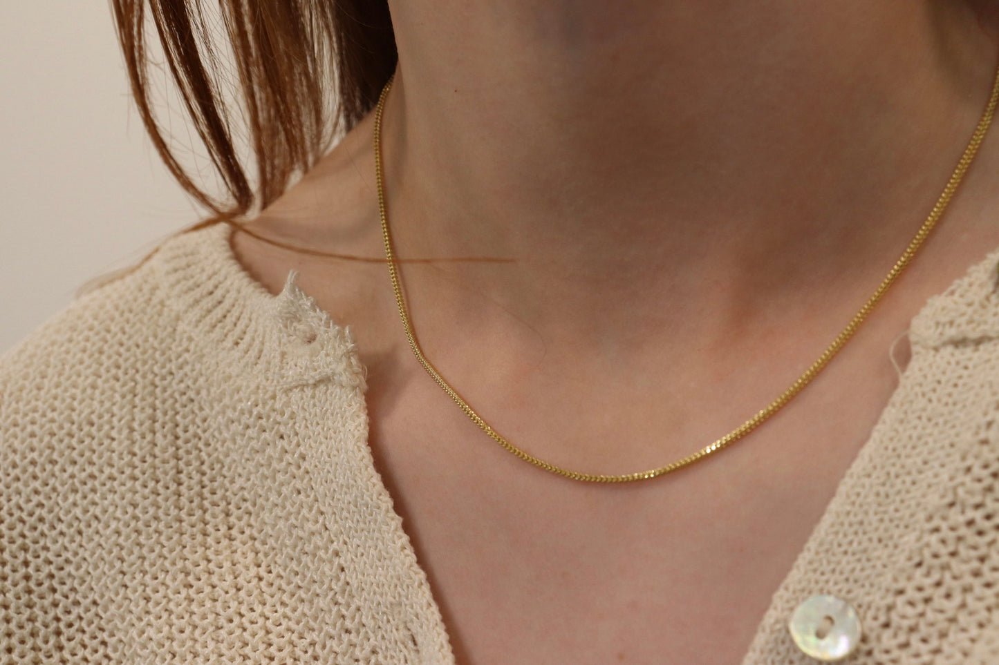 Gold Cubed Herringbone Necklace