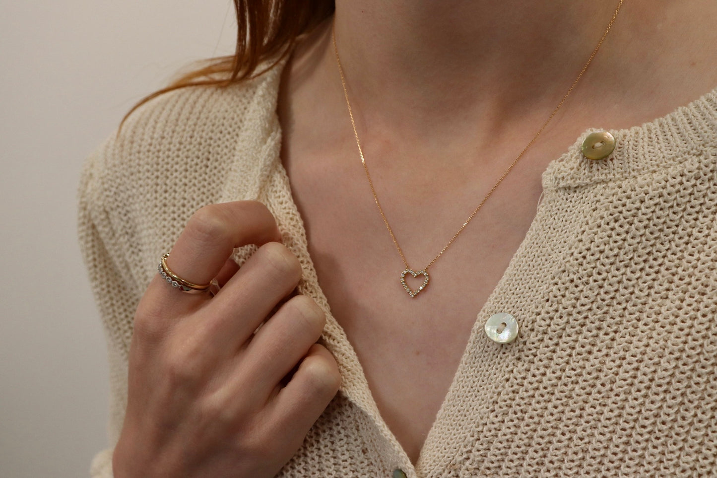 Outline Diamond Heart Necklace