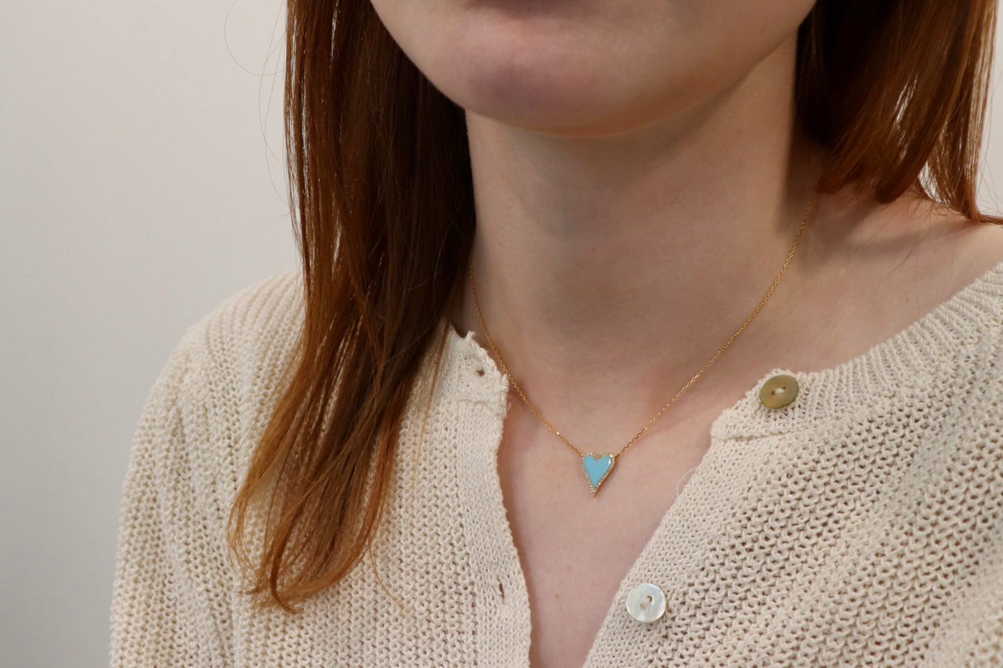 Blue Diamond Heart Necklace