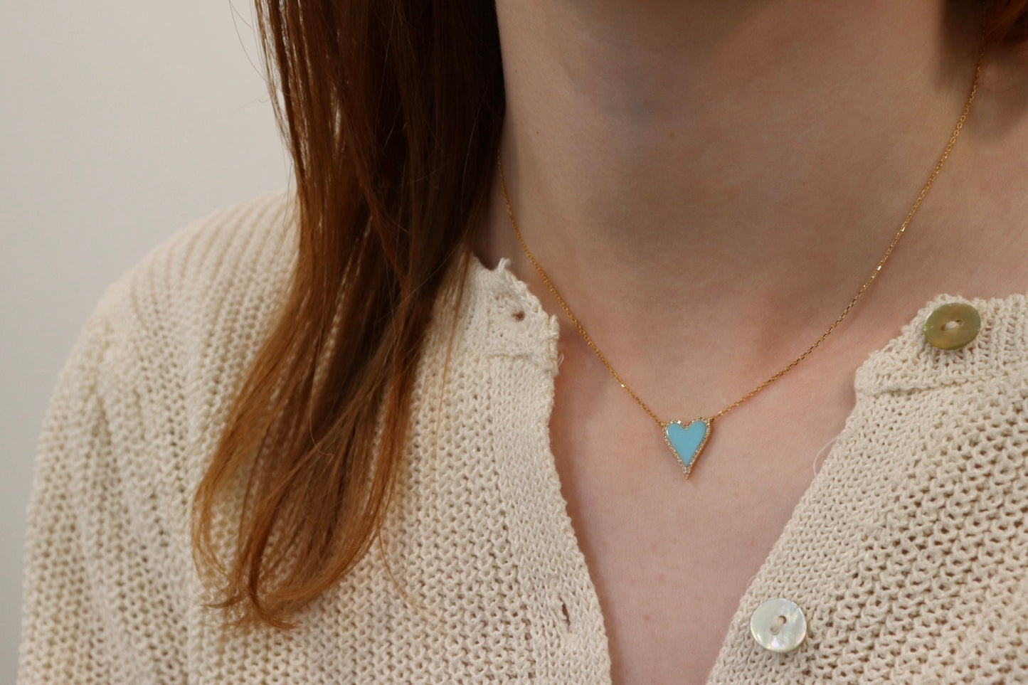 Blue Diamond Heart Necklace