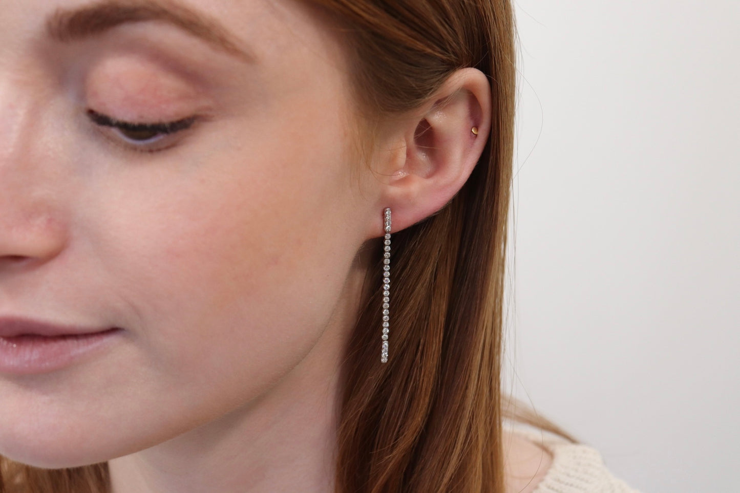 Dangling Drop Diamond Earrings