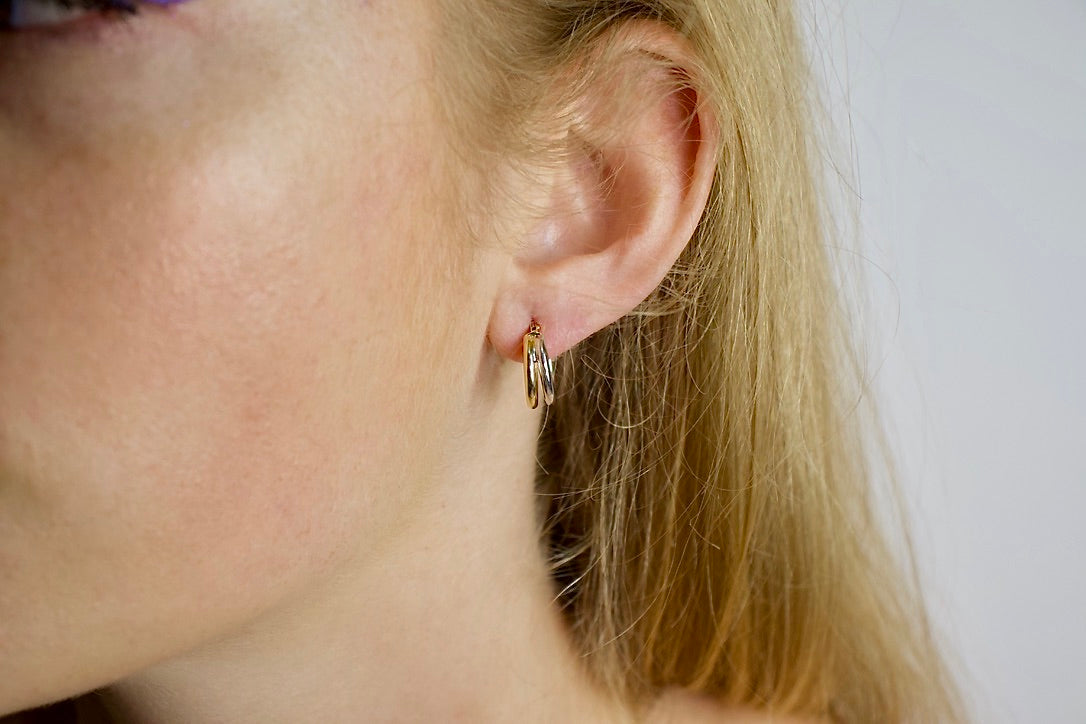 Gold Double Hoops