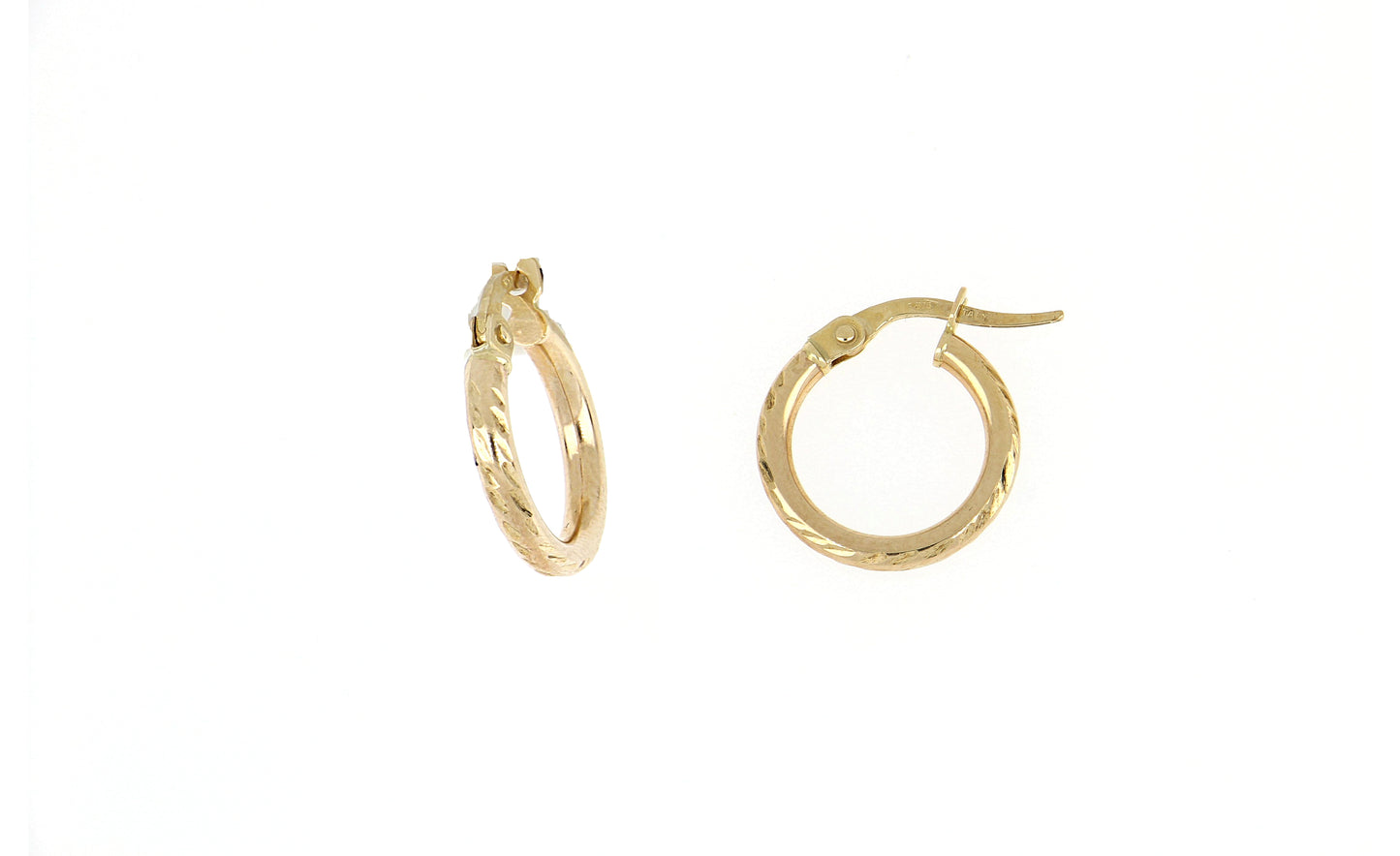 Gold Semi Diamond-Cut Hoops