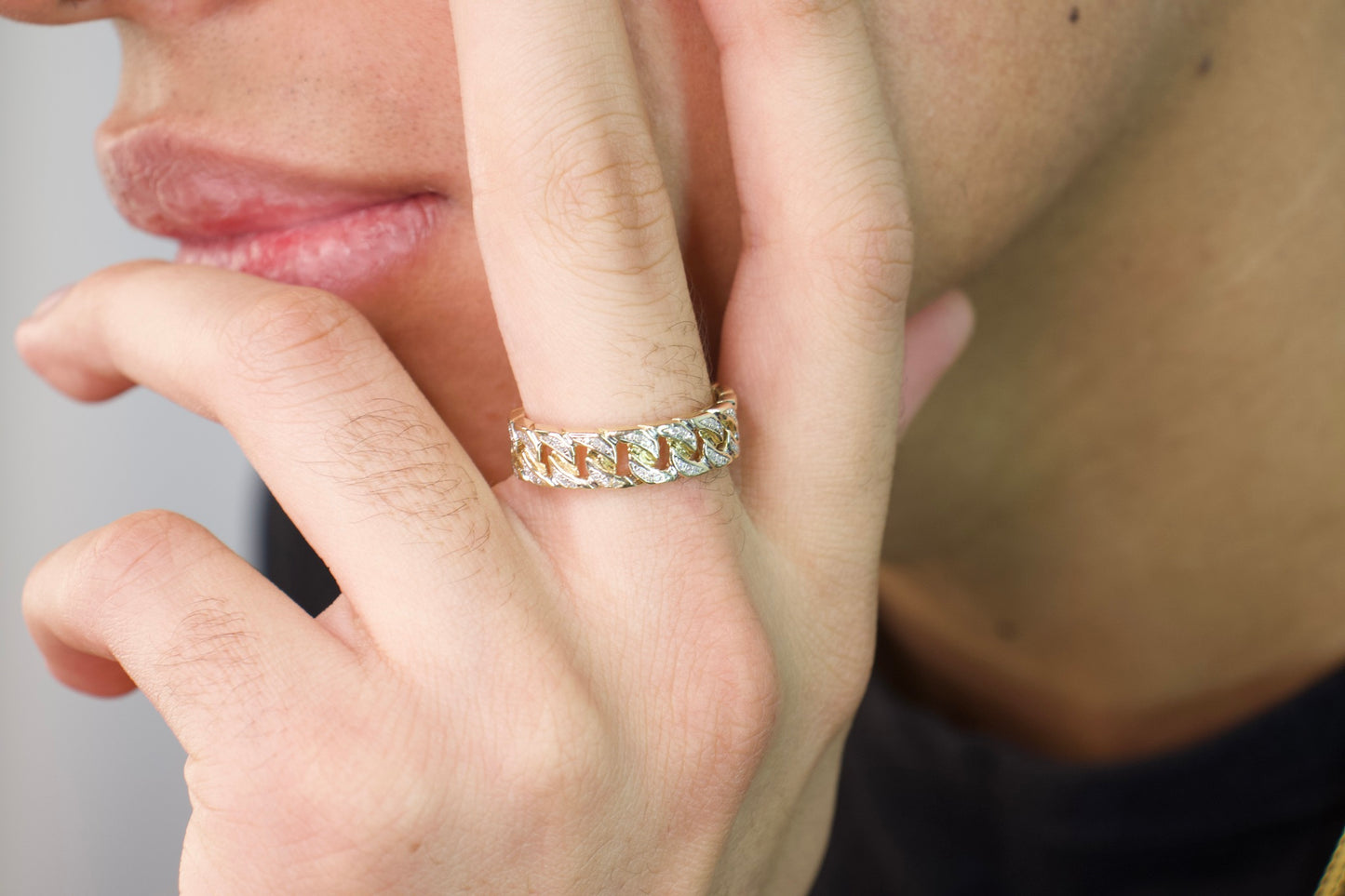 Wrap Around Natural Diamond Cuban Ring