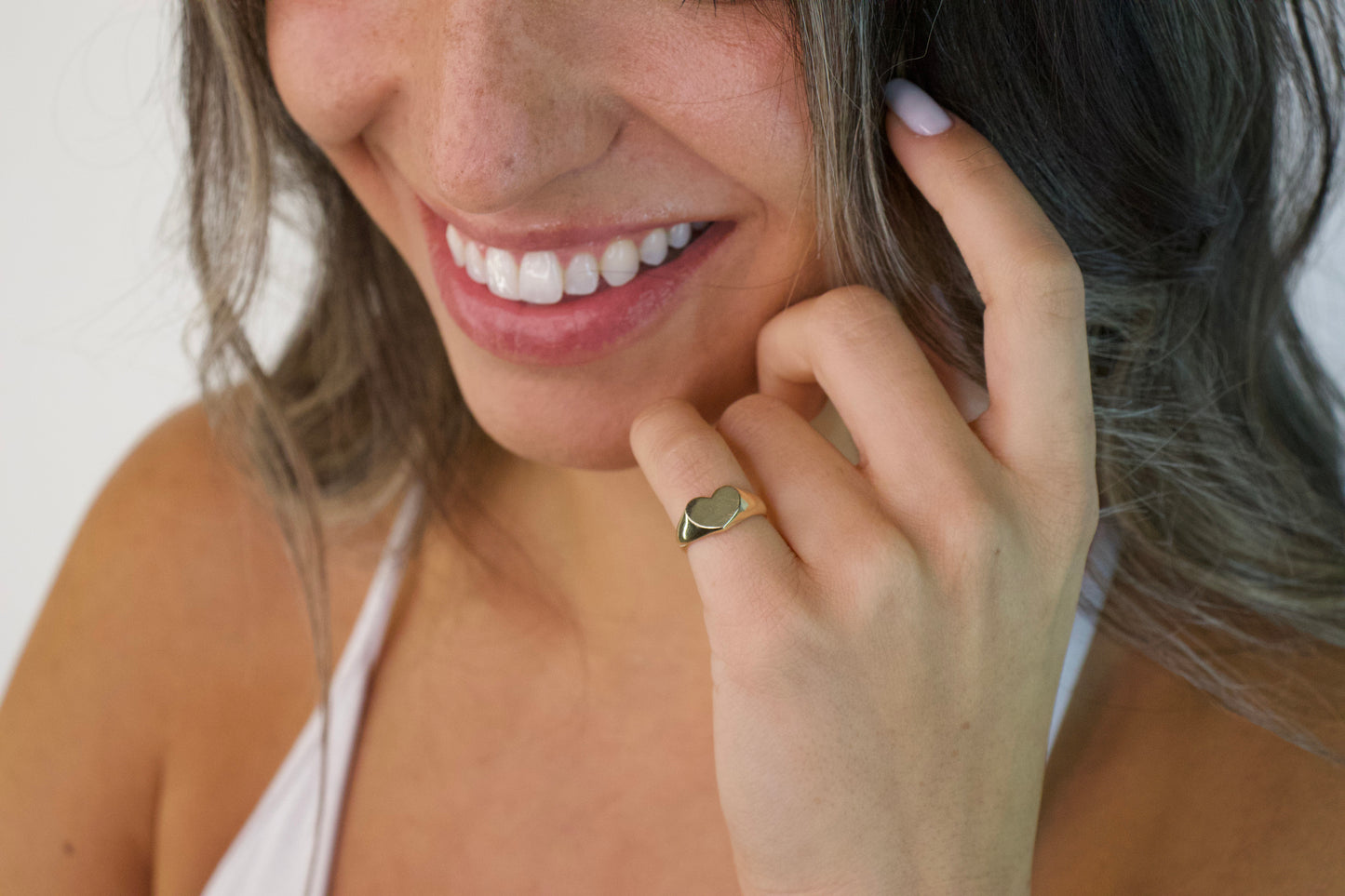 Gold Heart Signet Ring