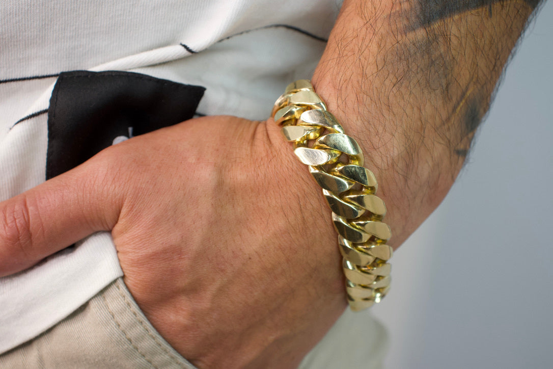 16mm Solid Gold Big Daddy Cuban Bracelet