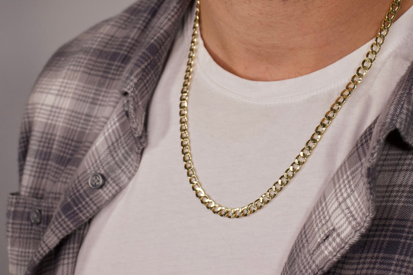 Gold Big Semi-Hollow Curb Chain