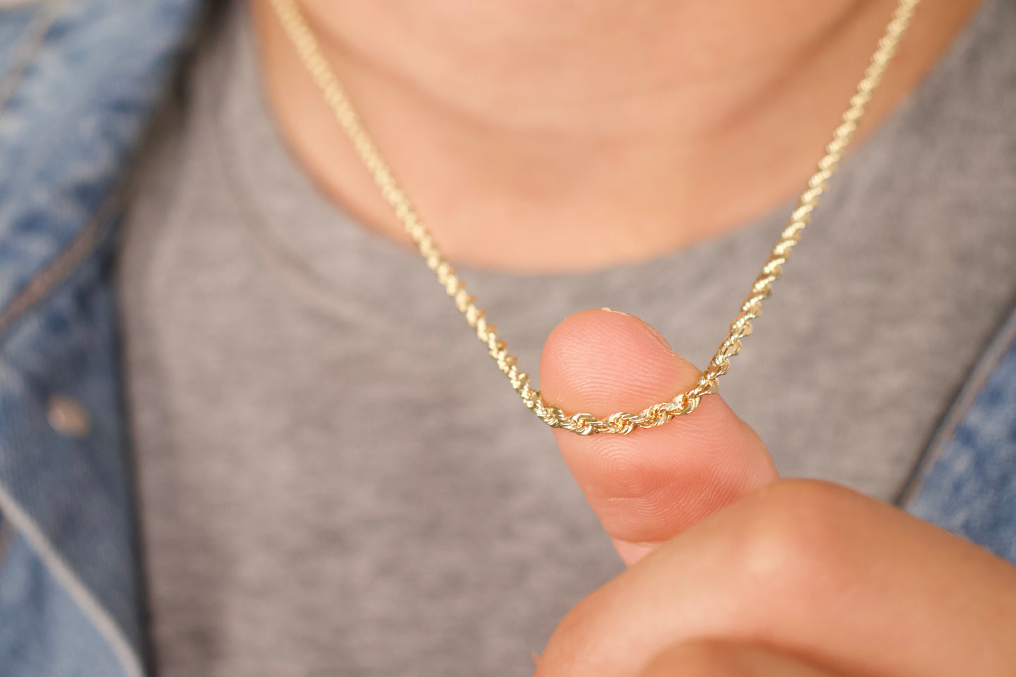 Solid Gold Diamond Cut Rope Chain