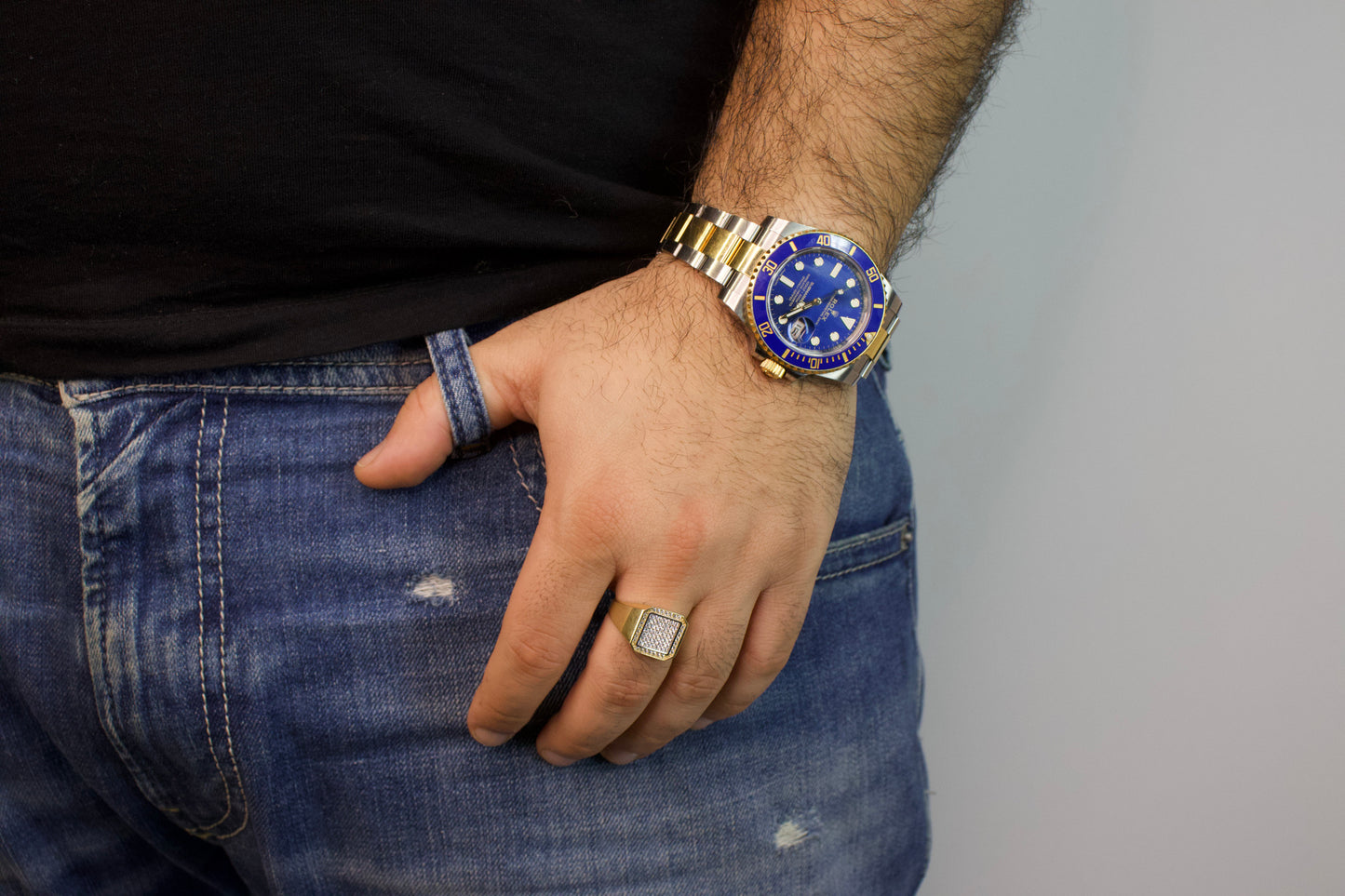 Gold Double Square Ring