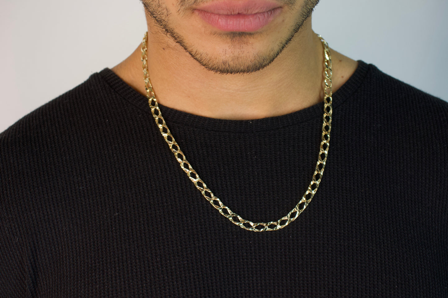 6mm Gold Diamond Cut Curb Chain