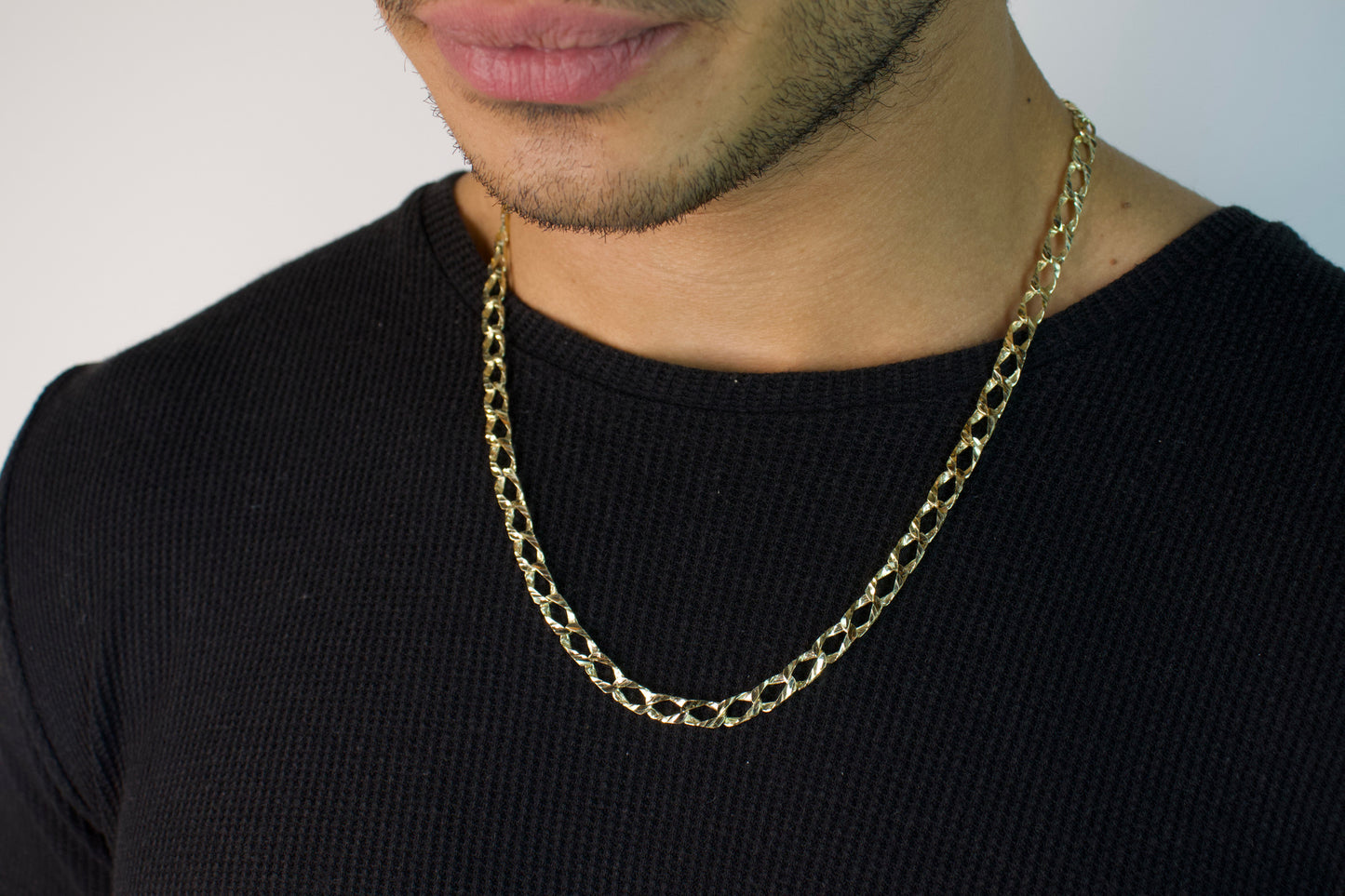 6mm Gold Diamond Cut Curb Chain
