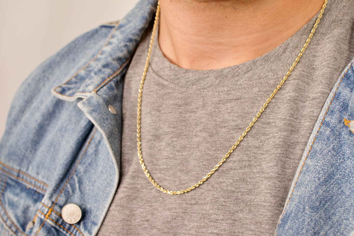 Solid Gold Diamond Cut Rope Chain