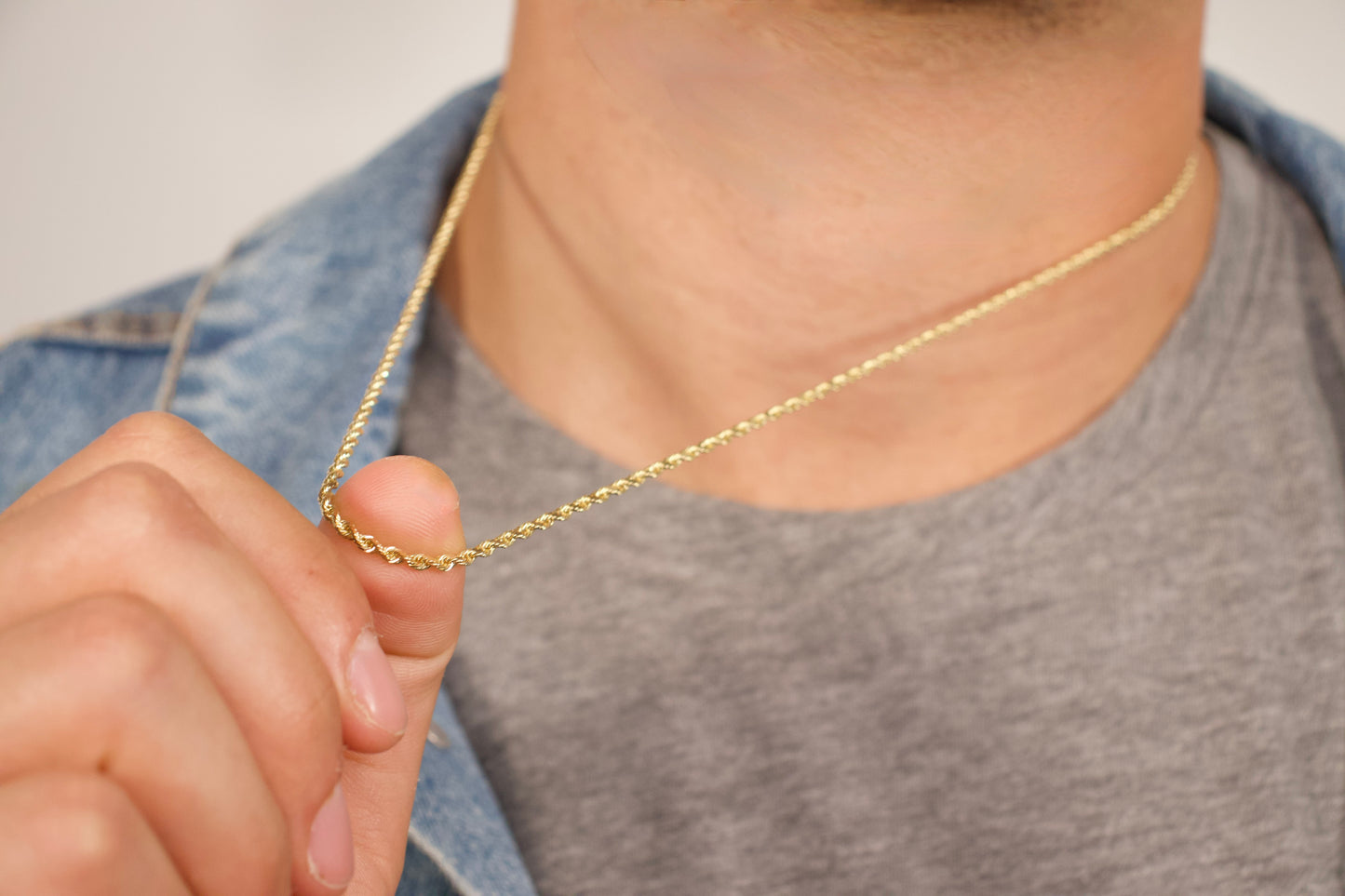Solid Gold Diamond Cut Rope Chain
