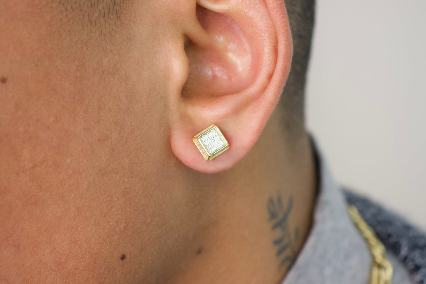 3D Pavé Square Earrings
