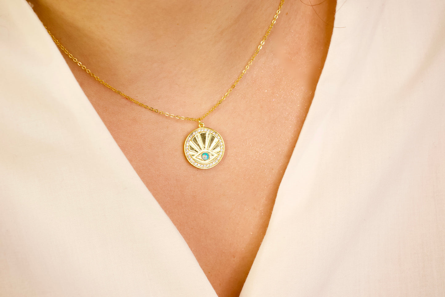 Evil Eye Disc Necklace