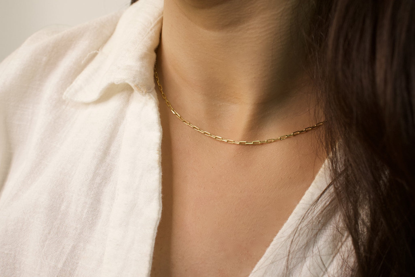 Gold Lightweight Paperclip Necklace