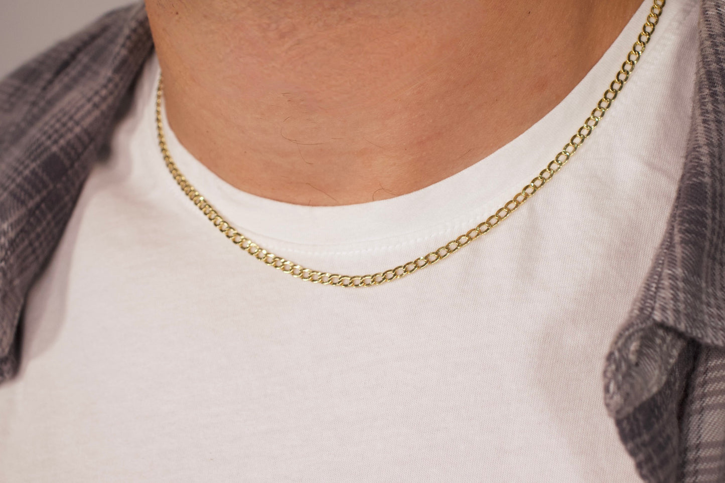 Gold Semi-Hollow Curb Chain