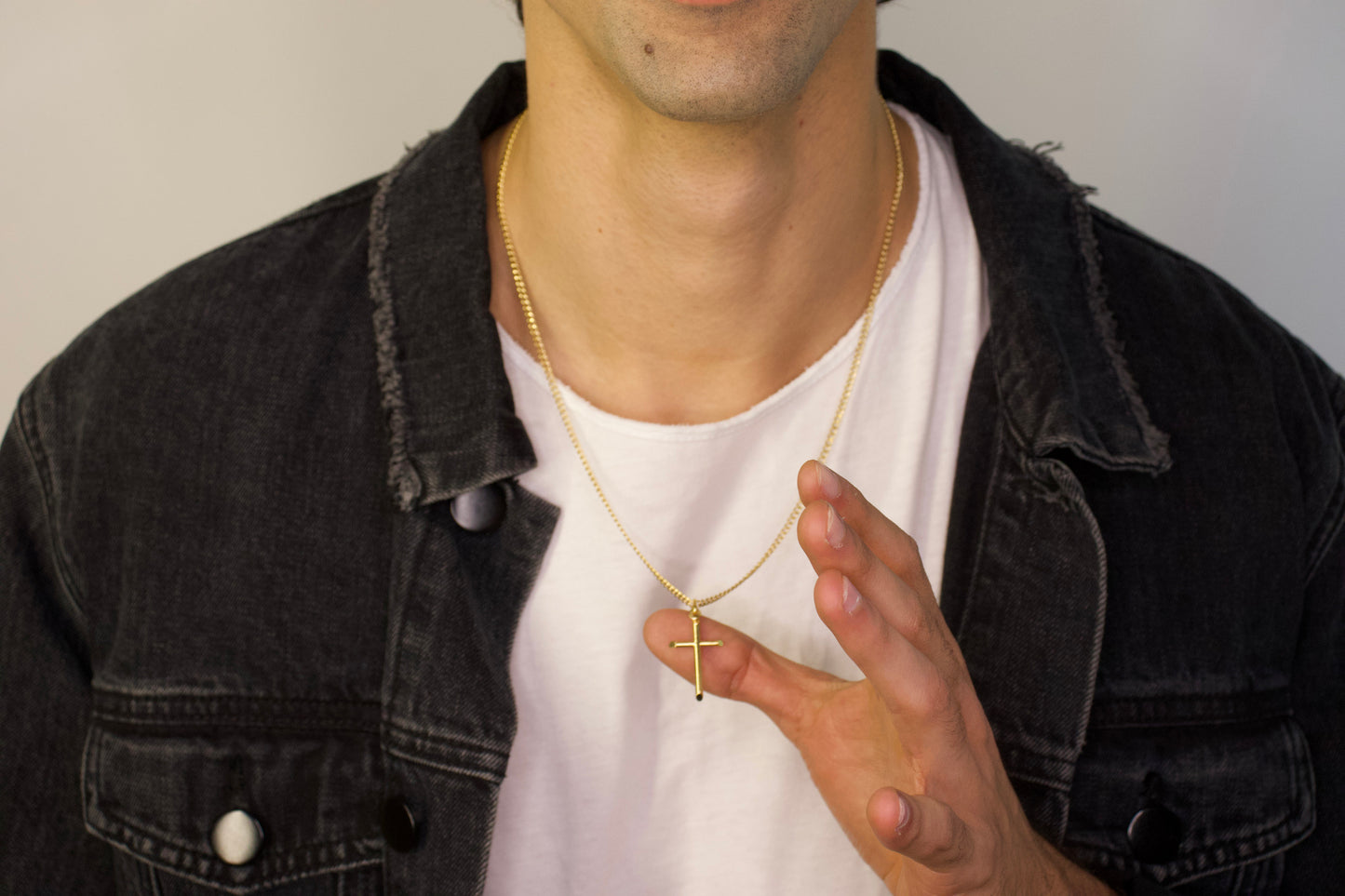 Gold Tube Cross Pendant