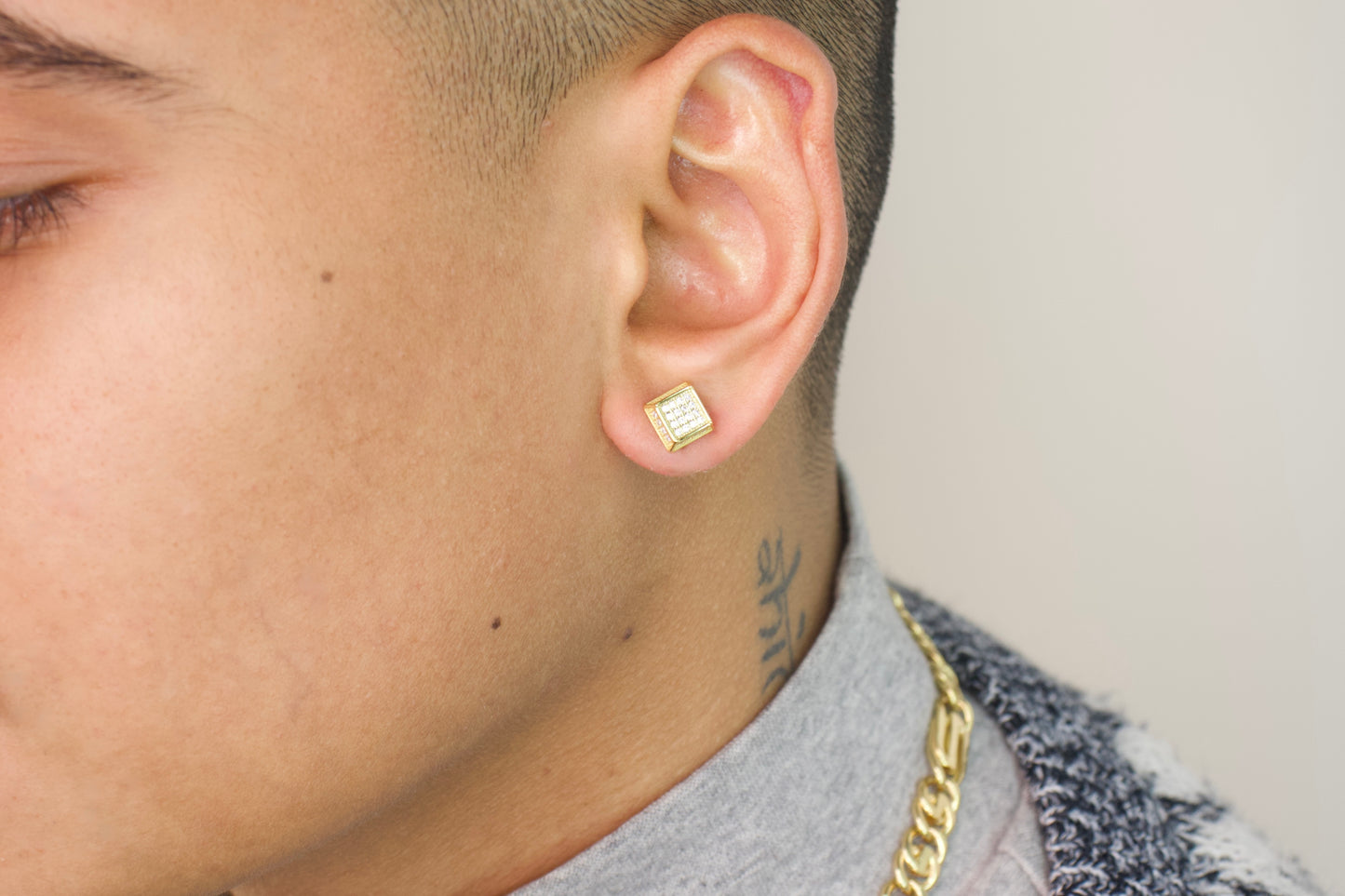 3D Pavé Square Earrings