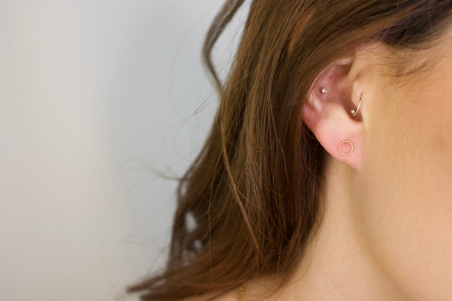 Gold Beaded Circle Studs