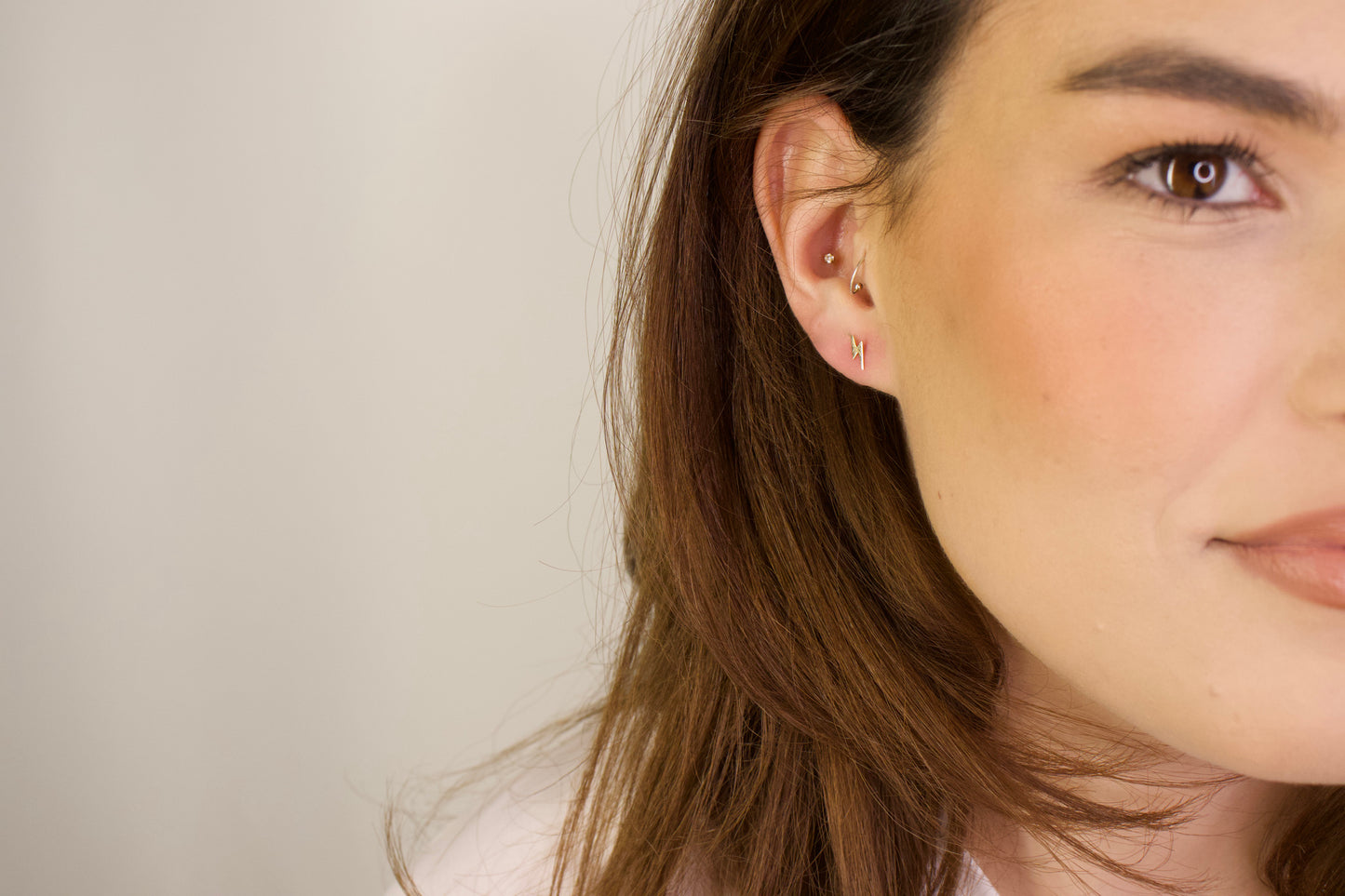 Gold Lightning Bolt Studs