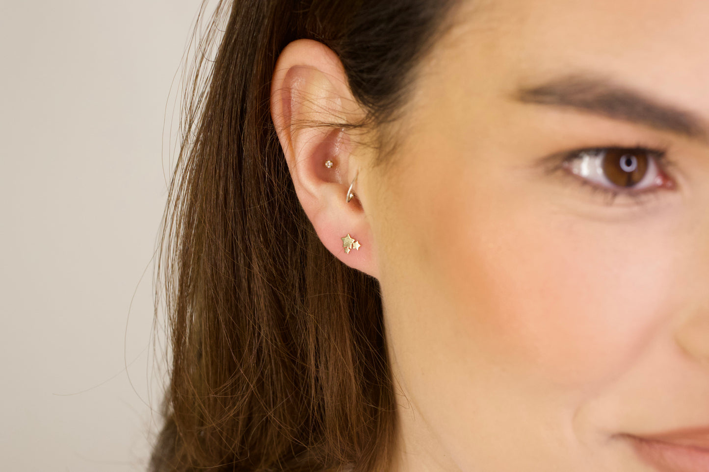 Gold Mini Trio Star Studs