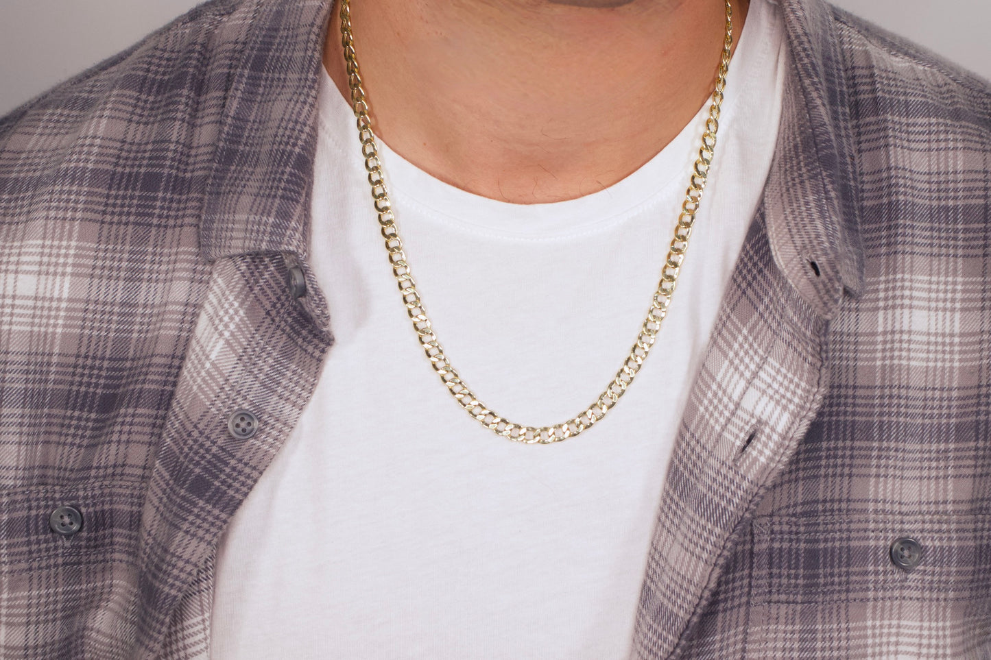 Gold Big Semi-Hollow Curb Chain
