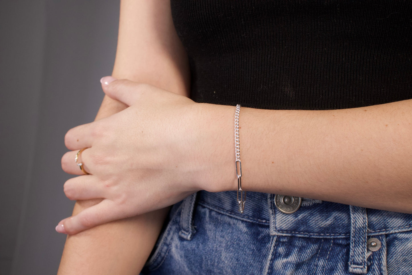 Curb Paperclip Hybrid Bracelet