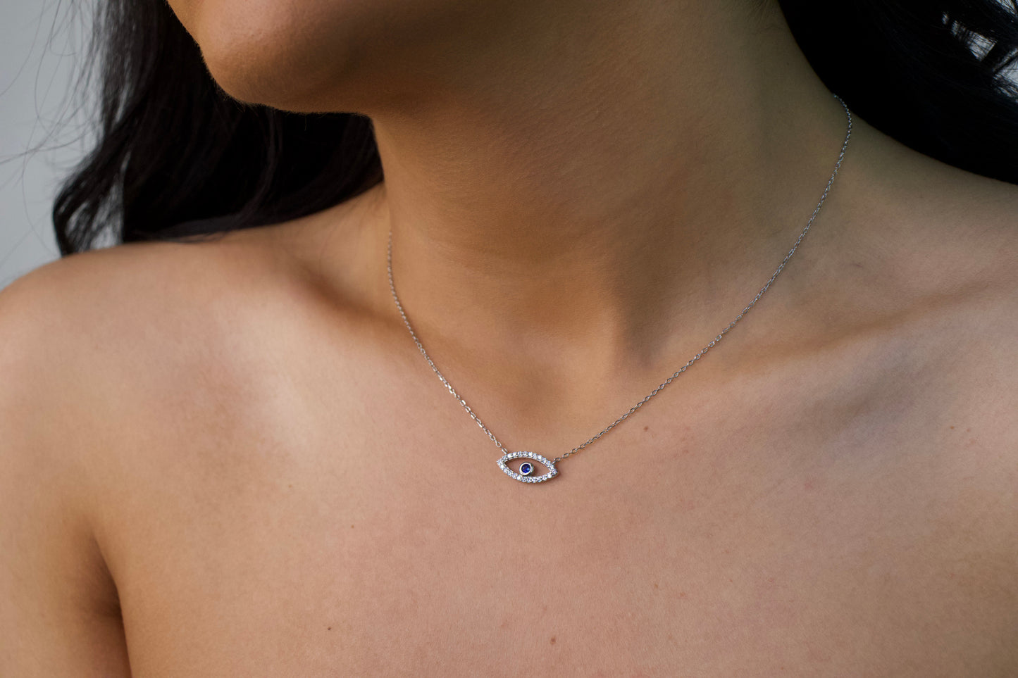 Outlined Blue Evil Eye Necklace