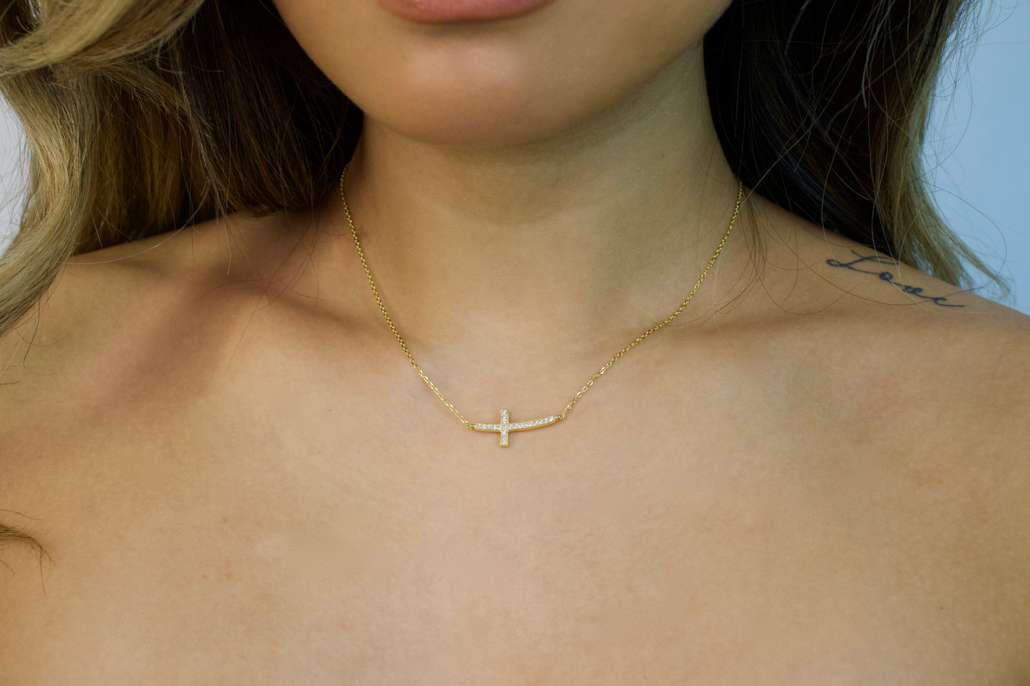 Curved Cross Necklace
