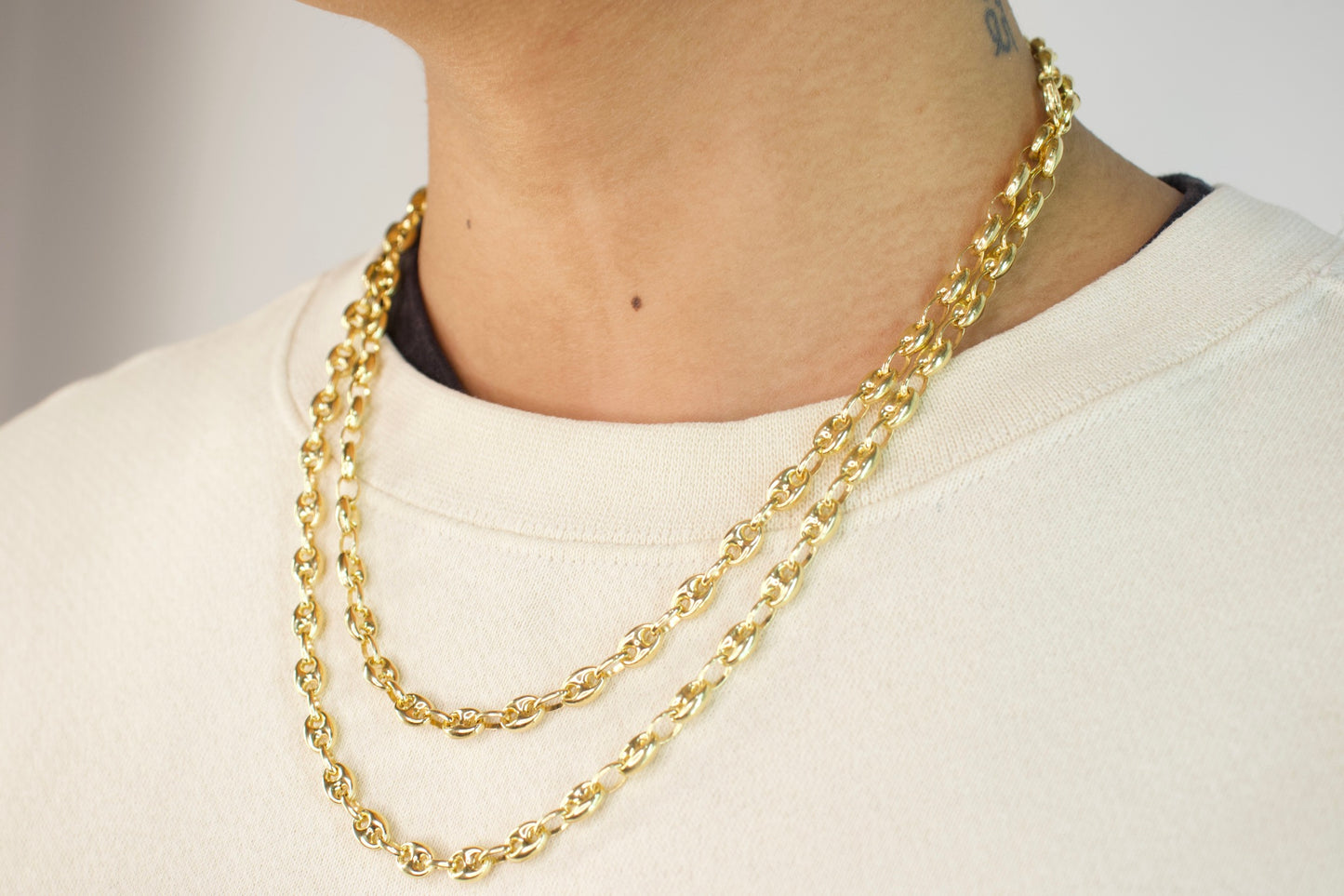 Gold Tiny Puffy Anchor Chain