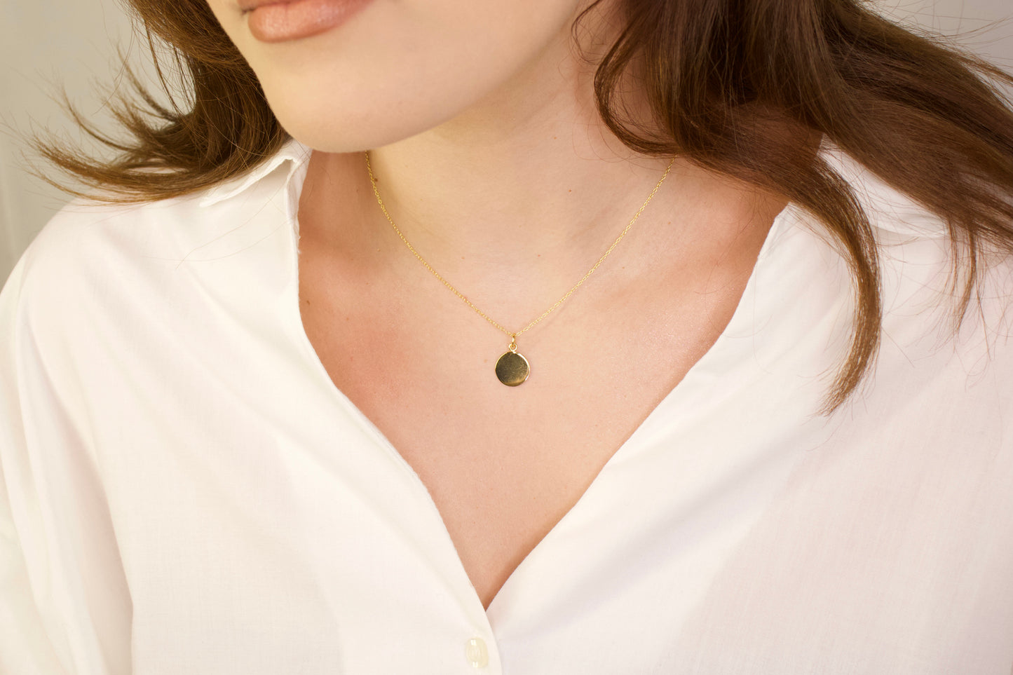 Dangling Engraveable Circle Disc Necklace