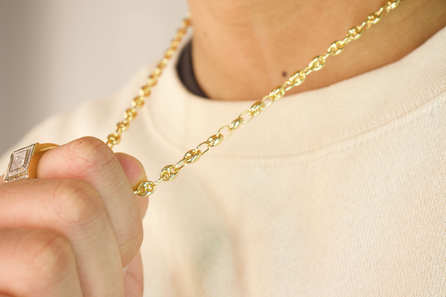 Gold Puffy Anchor Chain