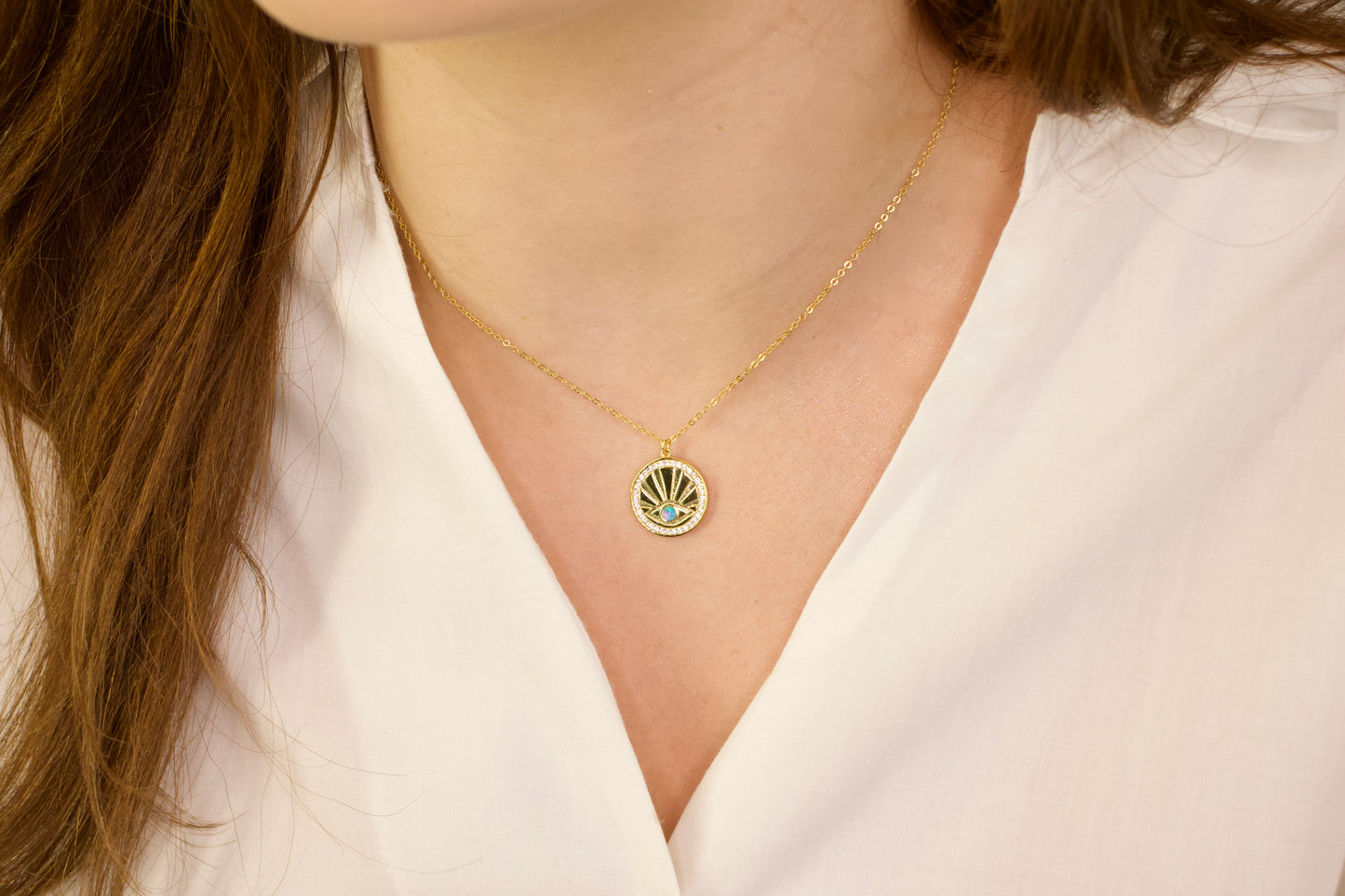 Evil Eye Disc Necklace