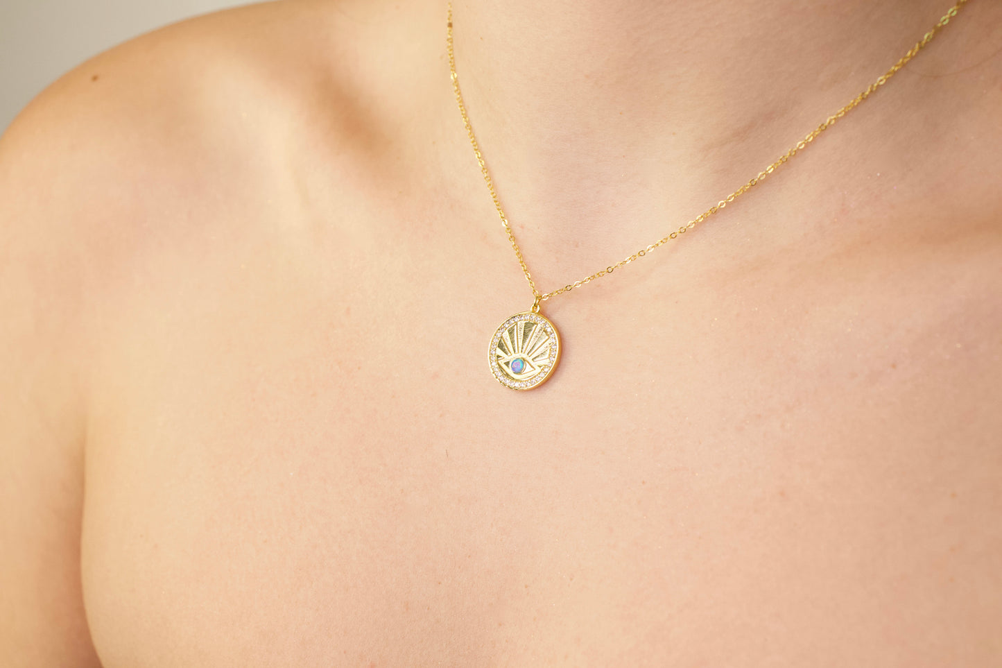 Evil Eye Disc Necklace