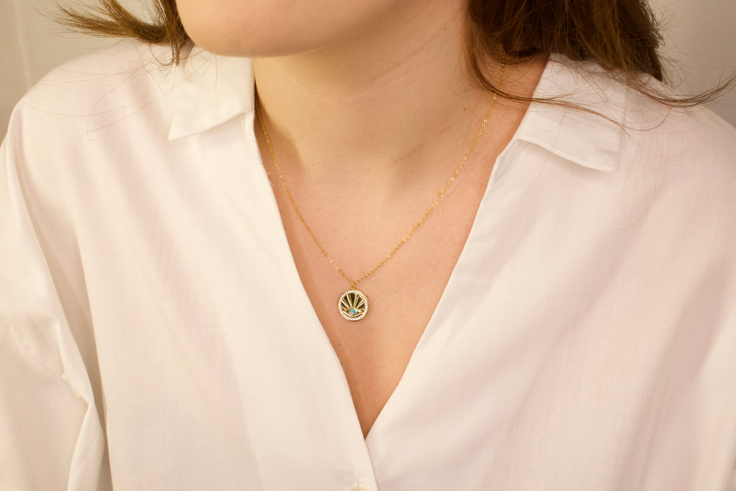 Evil Eye Disc Necklace