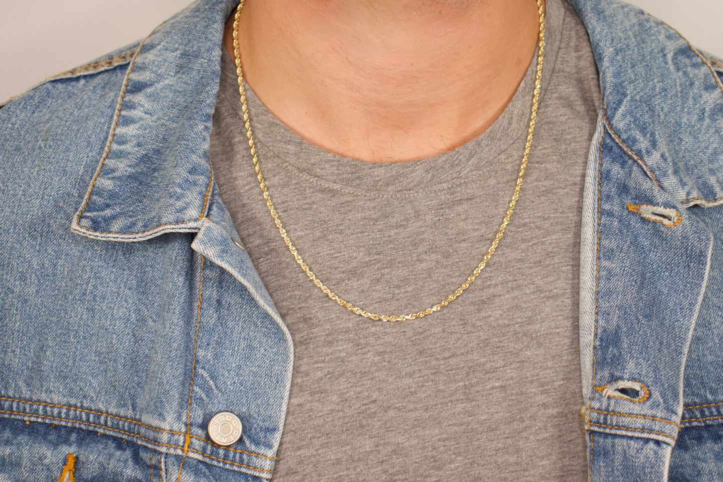 Solid Gold Diamond Cut Rope Chain
